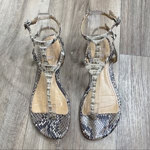 Schutz Snakeskin Flats Sandals Double Ankle Strap Size 8